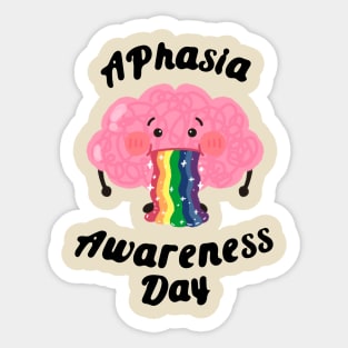 Aphasia Day of Awareness Cute Rainbow Brain Sticker